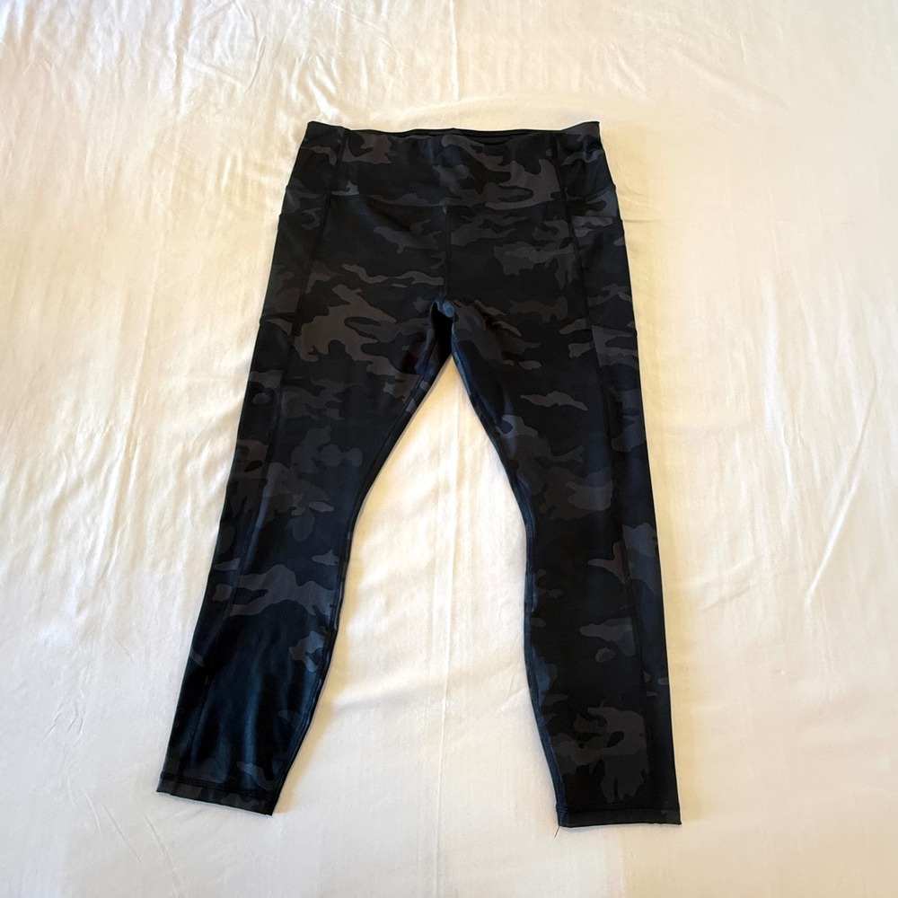 Avia Womens Camo High Waisted Leggings with Pockets XL 16-18 Black Charcoal Camo